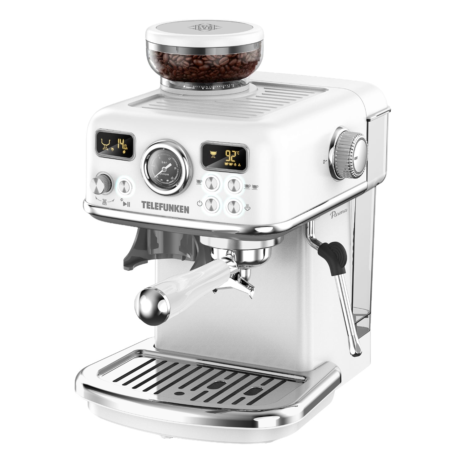 CAFETERA EXPRESS CON MOLINILLO TELEFUNKEN PARMA BLANCA
