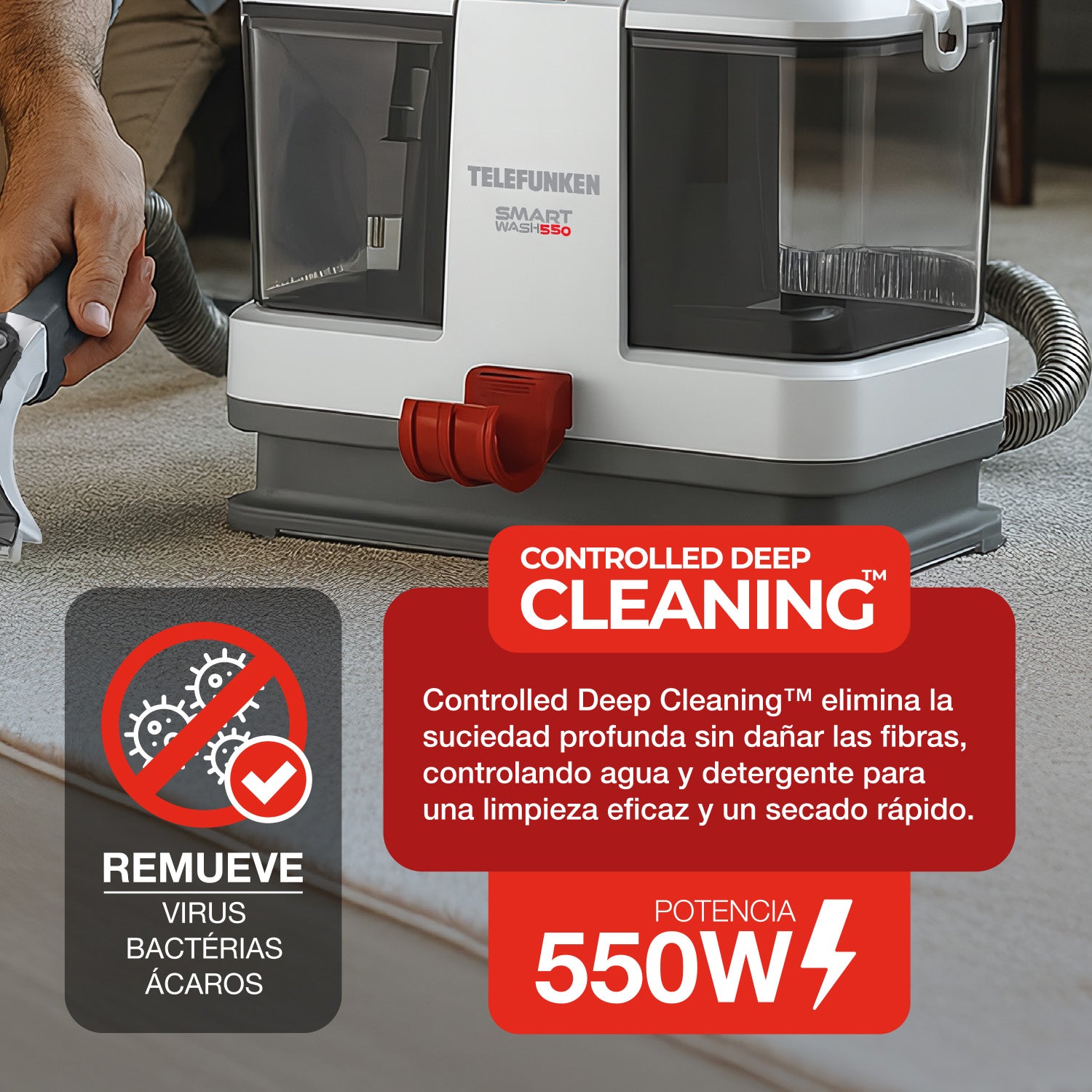 ASPIRADORA LIMPIA TAPIZ TELEFUNKEN SMART WASH 550