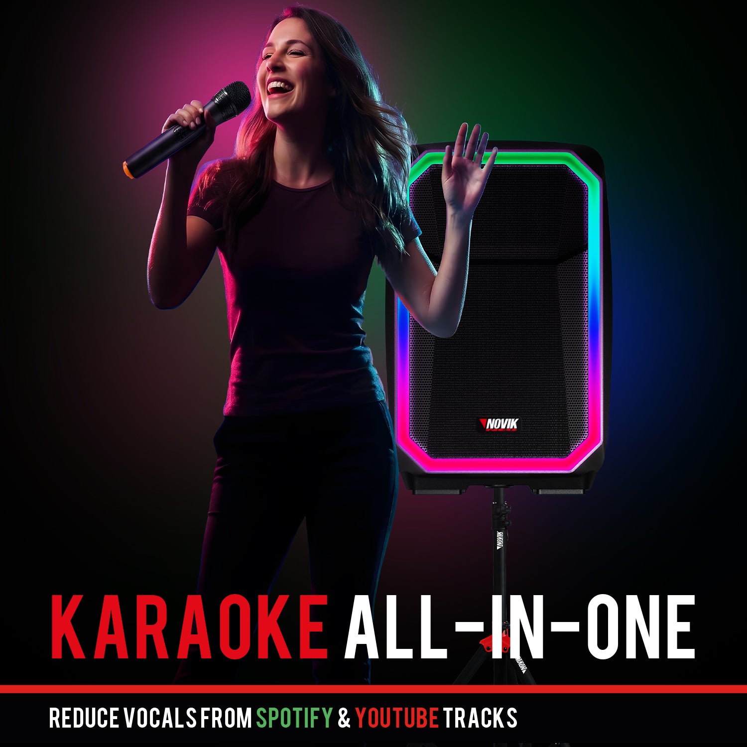 PARLANTE PORTATIL KARAOKE NOVIK FLOW 15
