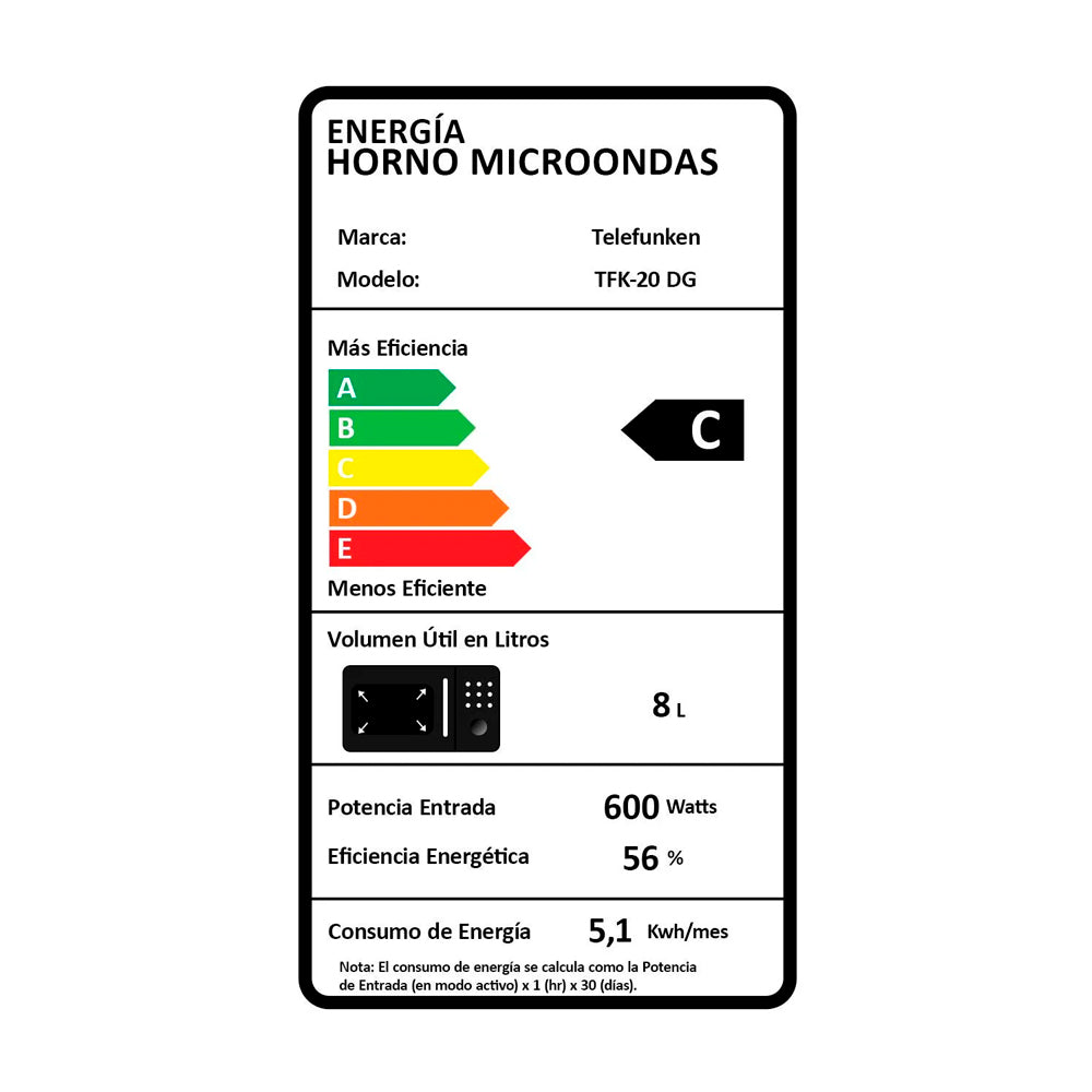HORNO MICROONDAS TELEFUNKEN TFK-20 DG