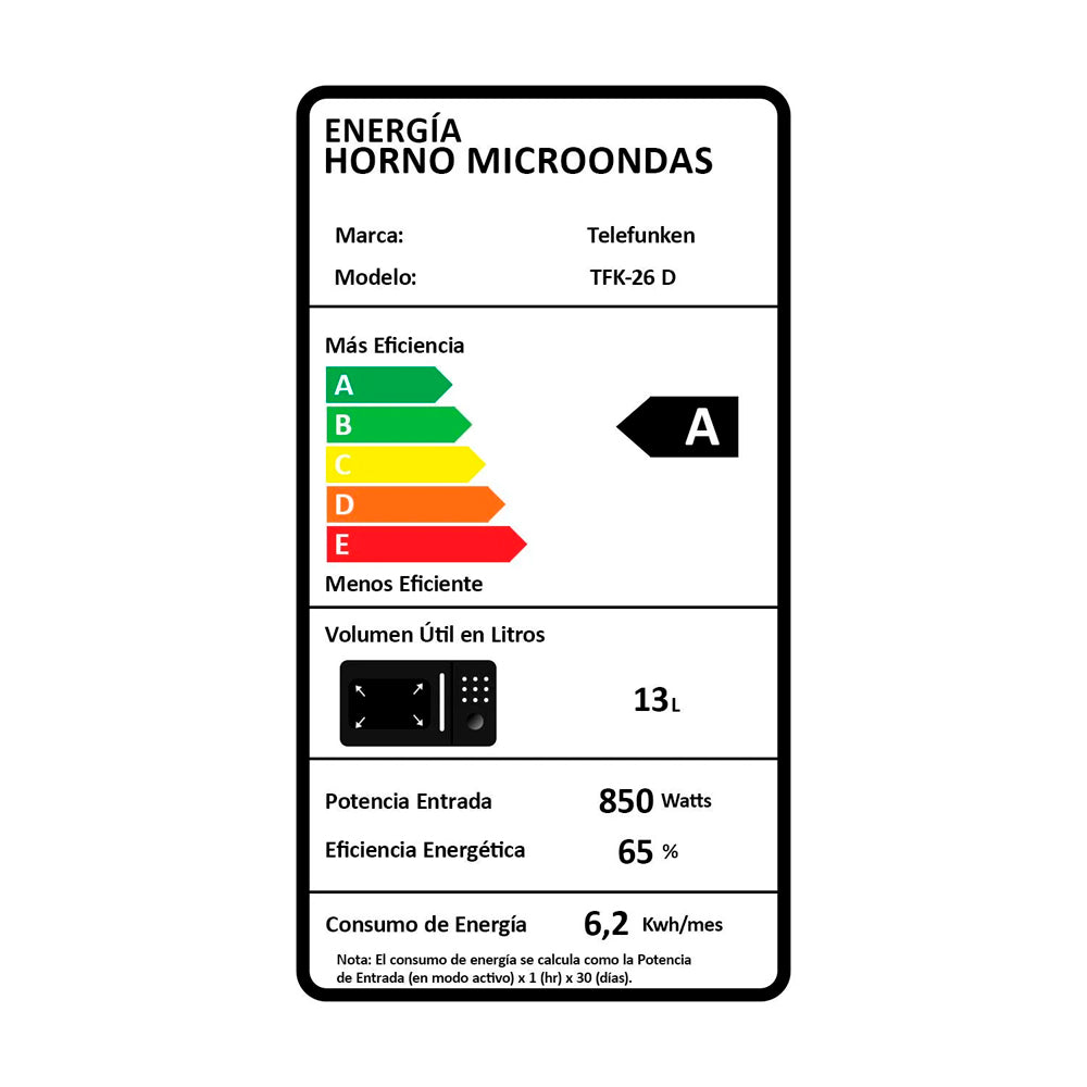 HORNO MICROONDAS TELEFUNKEN TFK-26 D